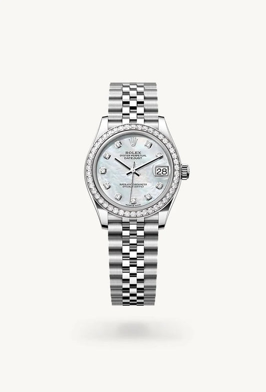 rolex Datejust in White Rolesor - combination of Oystersteel and white gold, M278384RBR-0008 - Bijoux Jamaica