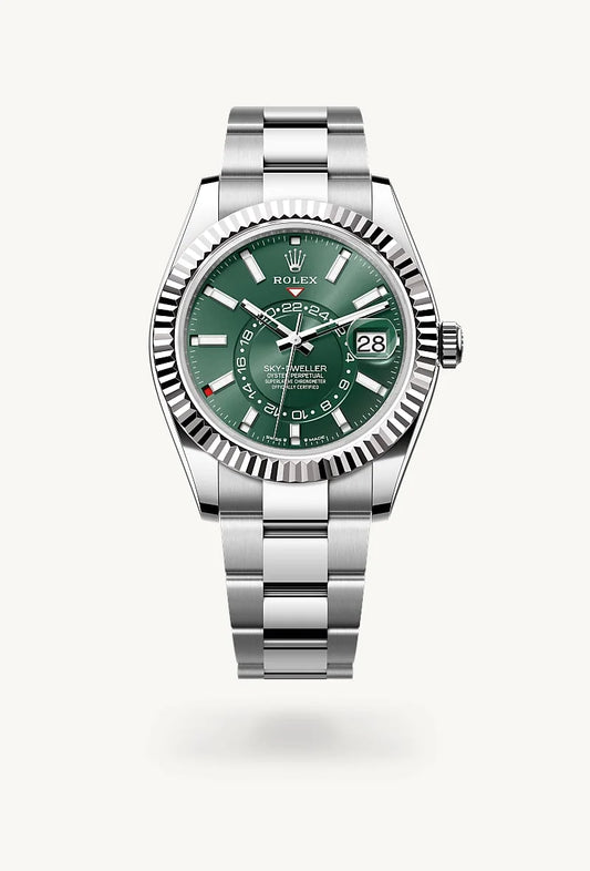 rolex Sky-Dweller in White Rolesor - combination of Oystersteel and white gold, M336934-0001 - Bijoux Jamaica